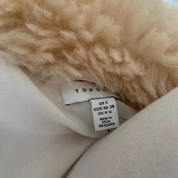 Topshop Jonas faux shearling zip fur coat borg Sherpa - Picture 10 of 14